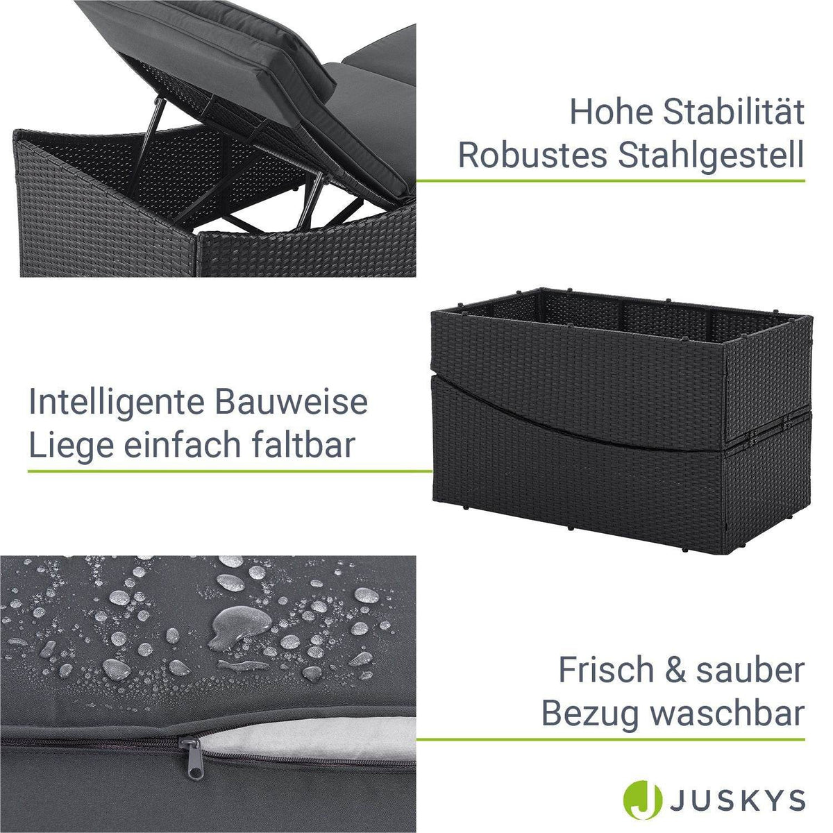 Faltbare Polyrattan Sonnenliege Lamia - Palo24