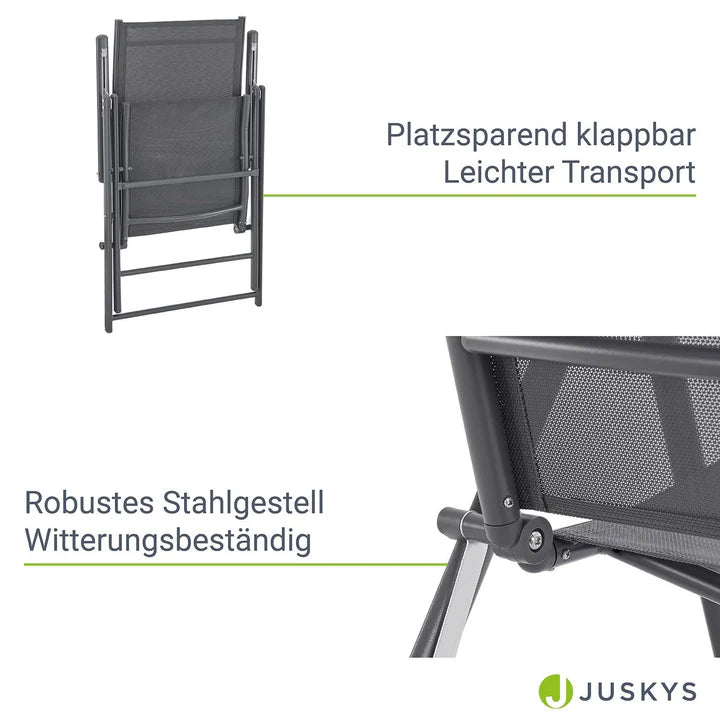 Gartenstuhl Calena 2er Set - 7-Fach verstellbare Rückenlehne - Anthrazit - Palo24