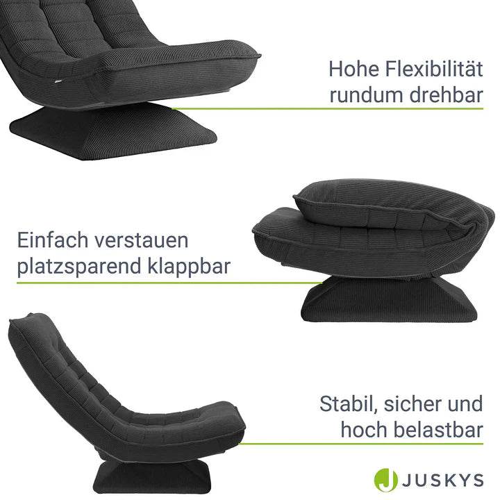 Relaxsessel Korsika mit Cord 360° drehbar Grau - Palo24