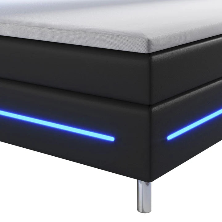 Letto a molle LED Norfolk 140x200 nero
