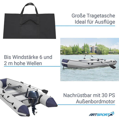 Schlauchboot Paddelboot grau mit Aluboden - 3,80m inkl. Verzollungsnachweiss
