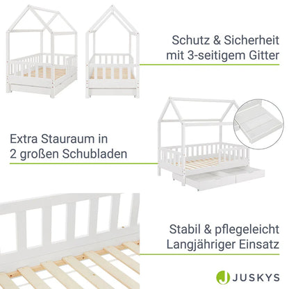 Letto per bambini Marli 80 x 160 cm con contenitore e rete a doghe bianco