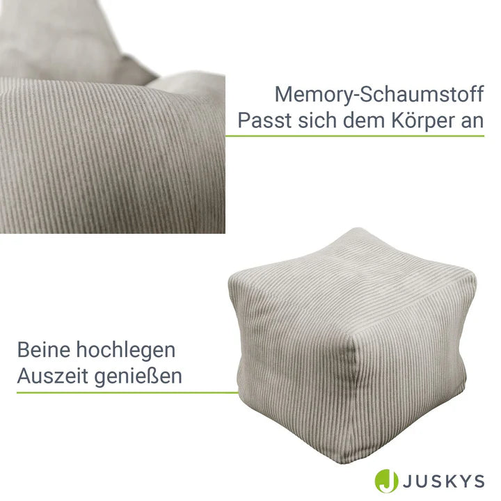 Sitzsack Chillex L mit Hocker Cord Sessel Beige - Palo24