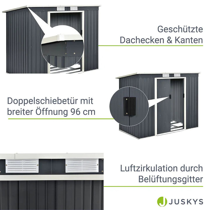 Metall Geräteschuppen Gerätehaus M mit Pultdach in anthrazit