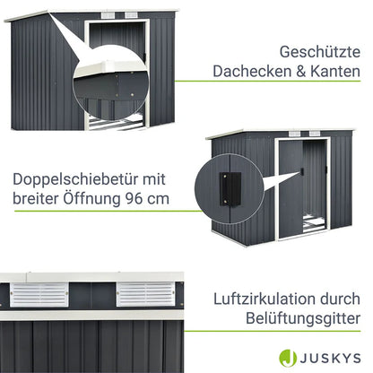 Metall Geräteschuppen Gerätehaus M mit Pultdach in anthrazit
