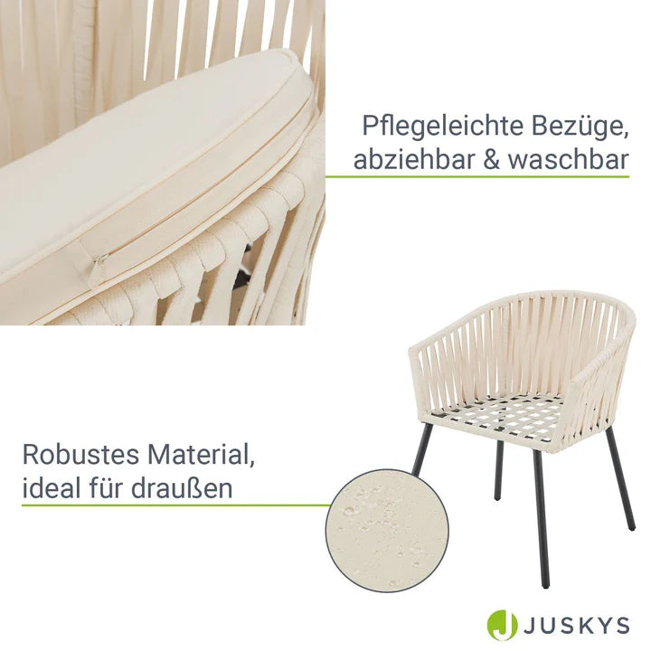 2er-Set Rope Gartenstühle Inkl. Kissen Beige - Palo24