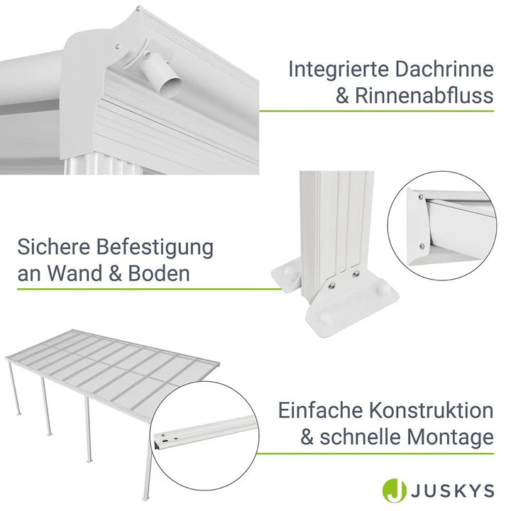 Terrassenüberdachung Terrassendach Borneo 6x3 m Weiss