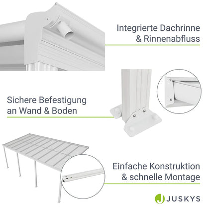 Terrassenüberdachung Terrassendach Borneo 6x3 m Weiss