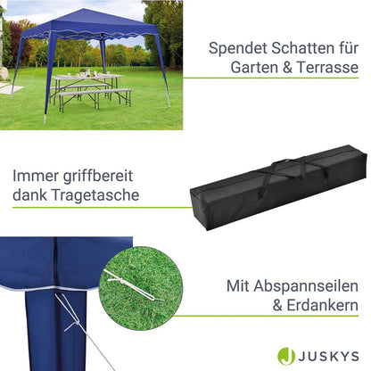 Tonnelle pliante Vivara 3x3 m en bleu avec sac de transport