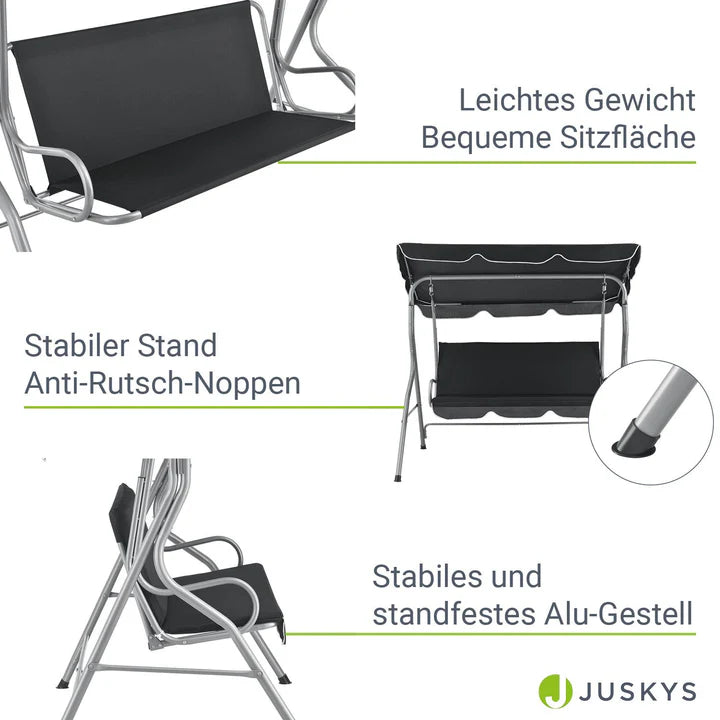 Hollywoodschaukel Cecina 3-Sitzer beschichtetes Stahlgestell in grau