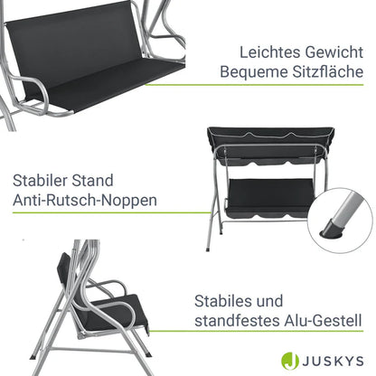 Hollywoodschaukel Cecina 3-Sitzer beschichtetes Stahlgestell in grau