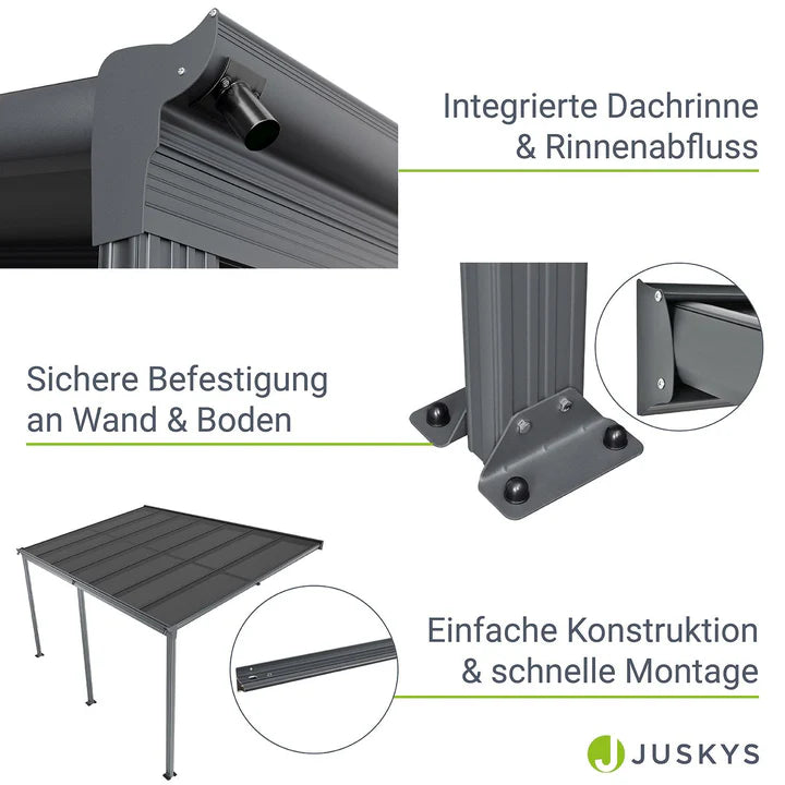 Terrassendach Borneo 4 x 3 m dunkelgrau