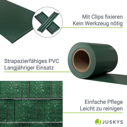 Panneau de clôture à bandes d'intimité en PVC vert, lot de 4