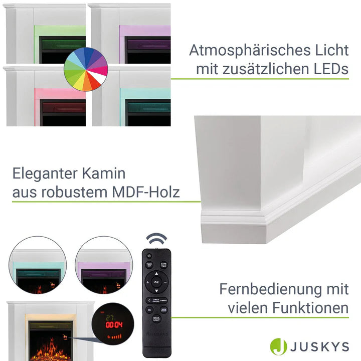 Elektrischer Kamin dreieckig Weiss