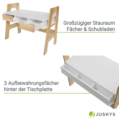 Kinder Schreibtisch Fietje Höhenverstellbar Weiss Natur