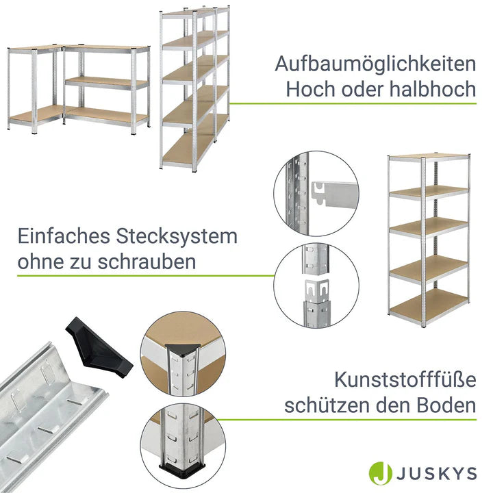 2er Set Lagerregal Schwerlastregale "Basic" 180 x 90 x 40 cm