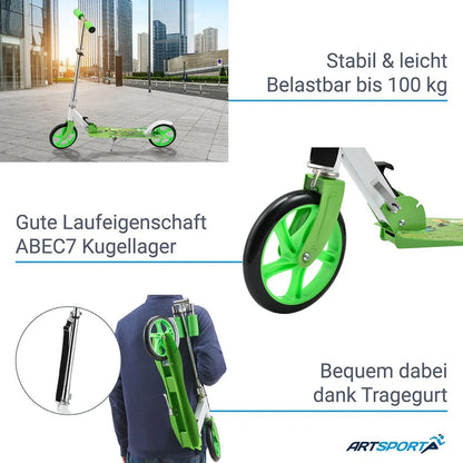 Cityroller Scooter mit XXL Rädern, Fußständer Hinterradreibungsbremse - Palo24