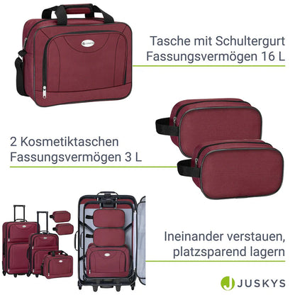 Trolley Kofferset Athen - Bordeaux 5-teiliges Set mit 2 Trolleys