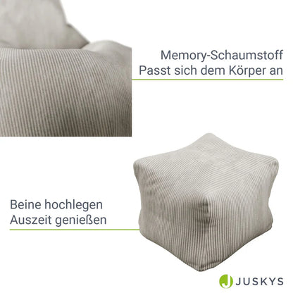 Sitzsack Chillex XL mit Hocker Cord Sessel Beige - Palo24