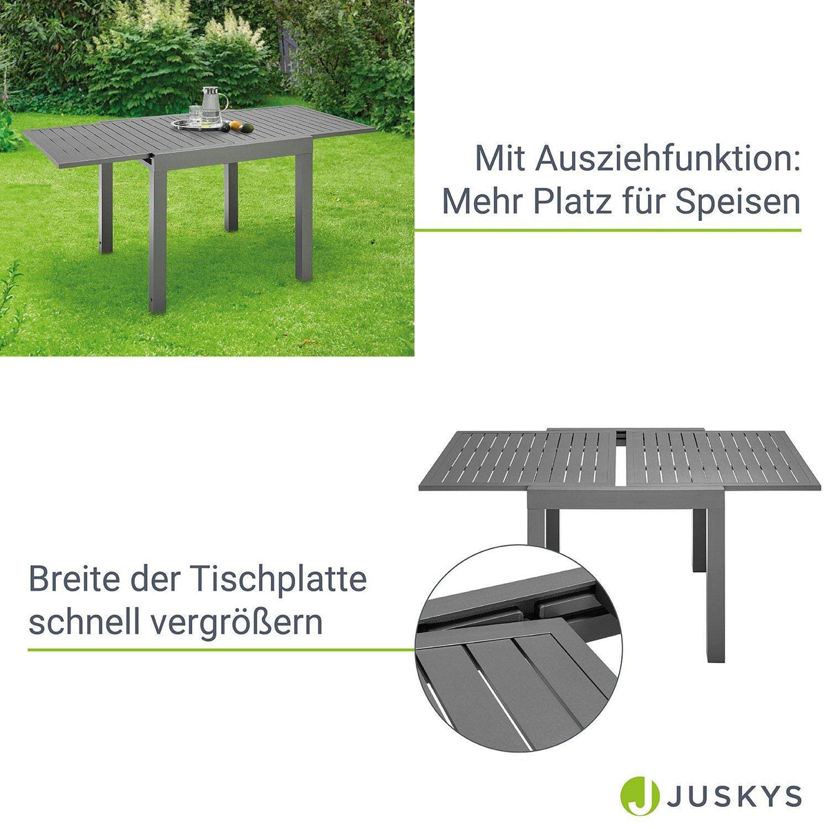 Alu Gartentisch Laki 70x70 cm ausziehbar - Anthrazit - Palo24