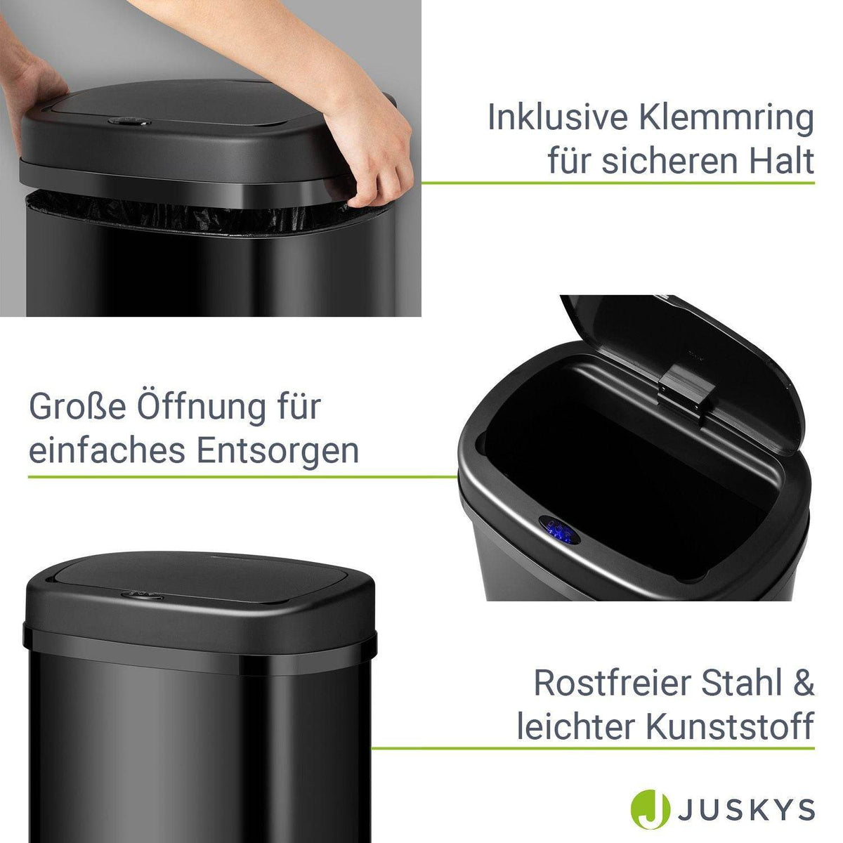 Automatischer Mülleimer mit Sensor - 50L Schwarz - Palo24