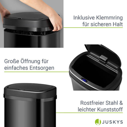Automatischer Mülleimer mit Sensor - 50L Schwarz - Palo24