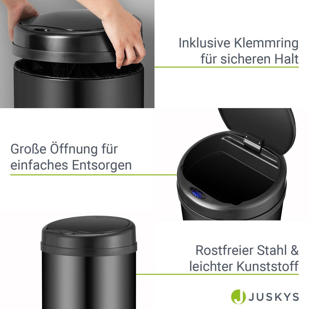 Automatischer Mülleimer mit Sensor - 50L Schwarz - Palo24