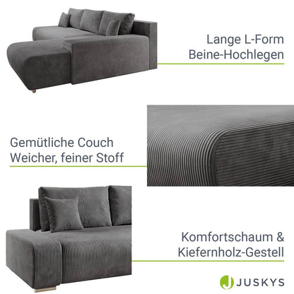 Sofa Iseo Rechts mit Schlaffunktion - Dunkelgrau - Palo24