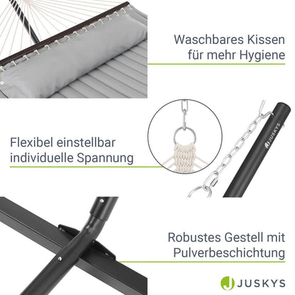 Hängematte Cata mit Gestell und Kissen - Hellgrau - Palo24