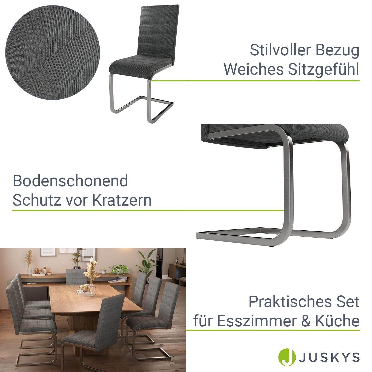 Freischwinger Stuhl Vegas 2er-Set Cord - Dunkelgrau - Palo24