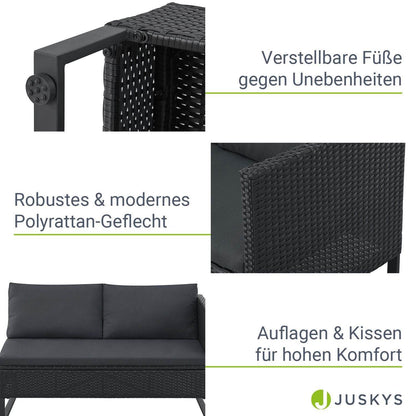 Modulare Polyrattan Lounge Santorini Schwarz - Palo24