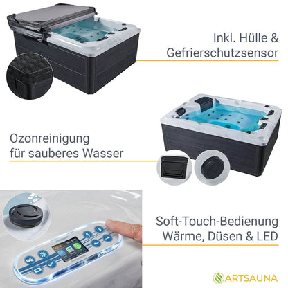 Outdoor Whirlpool Oasis mit LED Massagedüsen - Palo24