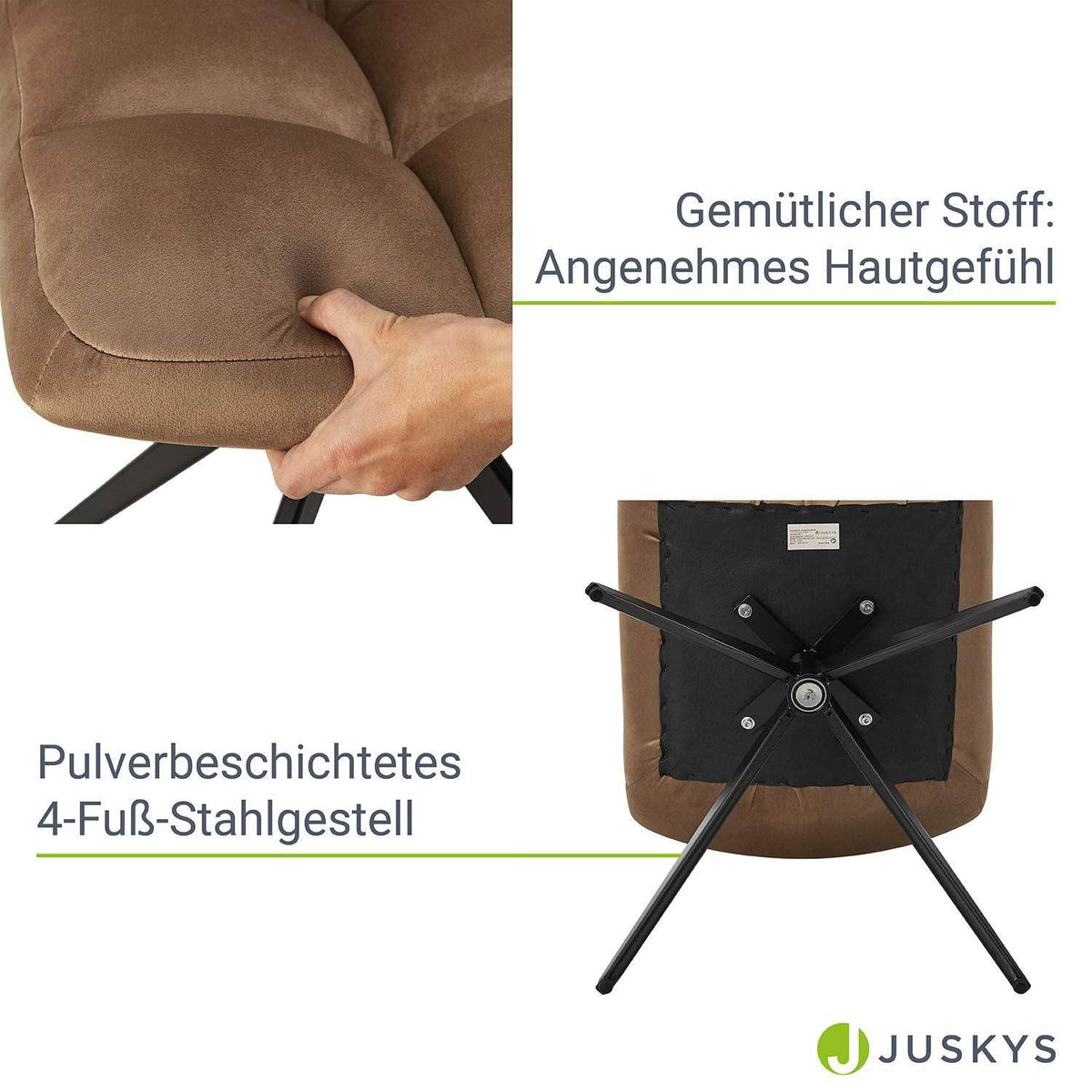 Drehstuhl Dallas 2er Set Samt Hellbraun - Palo24