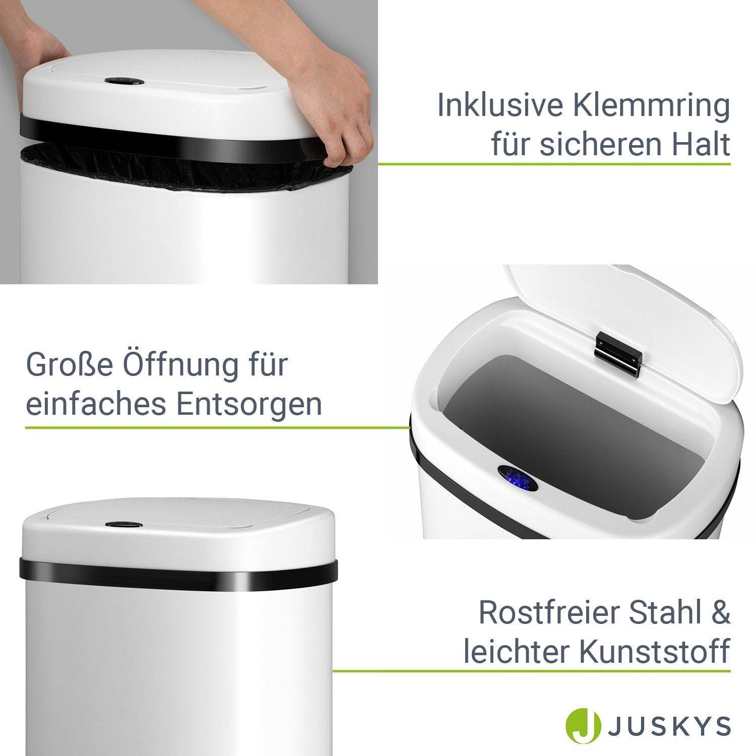 Automatischer Mülleimer mit Sensor - 50L Weiss - Palo24