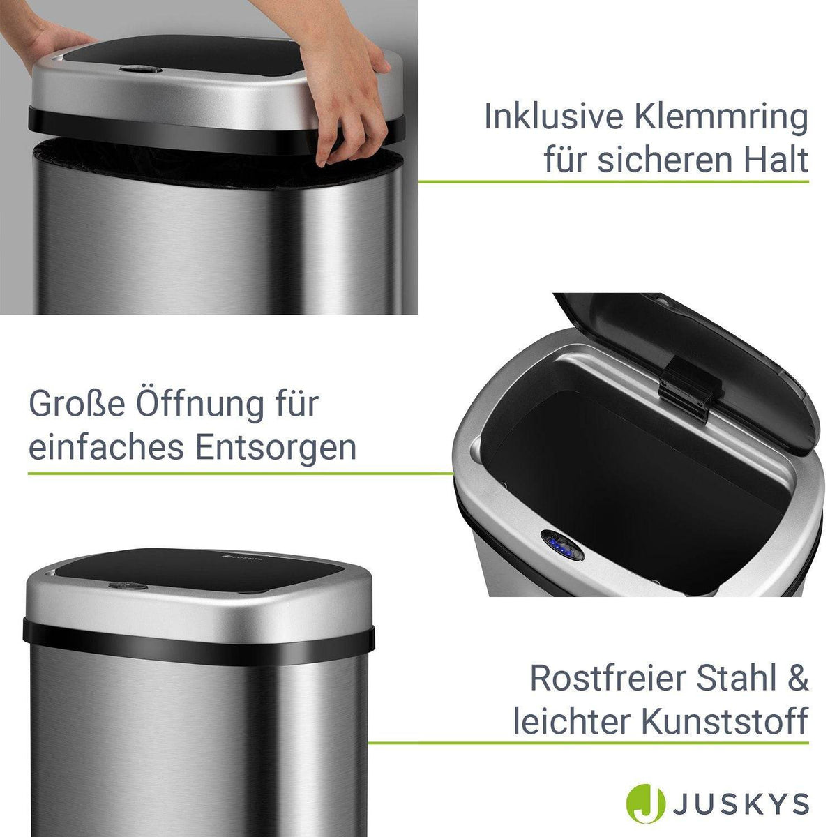 Automatischer Mülleimer mit Sensor - 50L Silber - Palo24