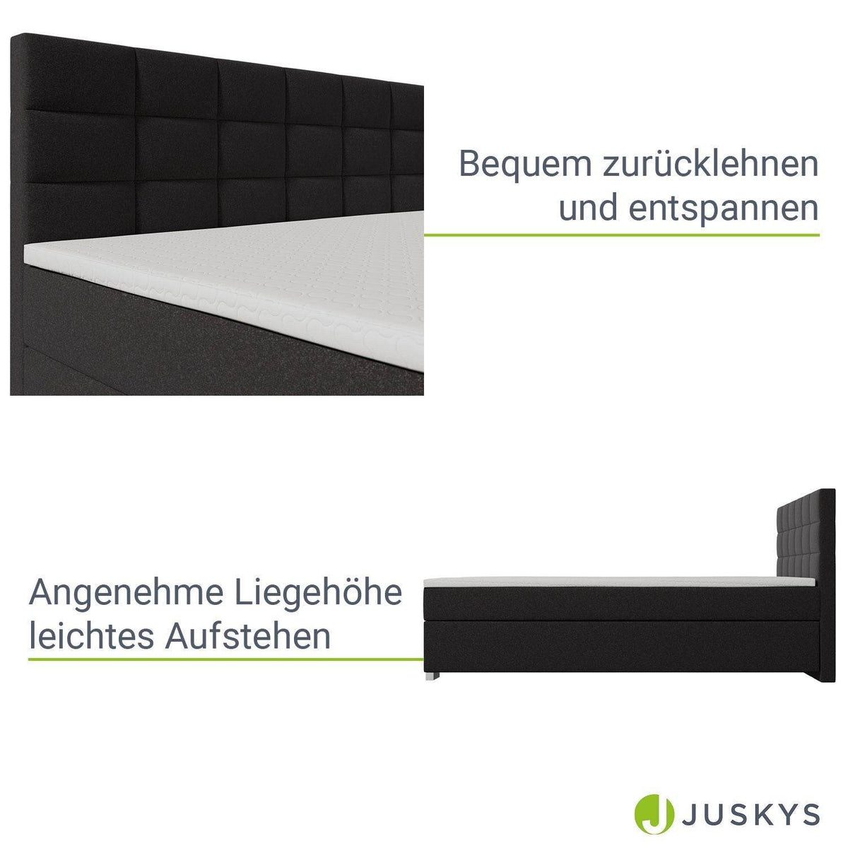 Boxspringbett Seattle 180x200 cm - Schwarz - Palo24