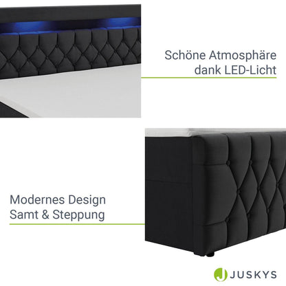 Boxspringbett Leona 140x200 cm - Schwarz - Palo24