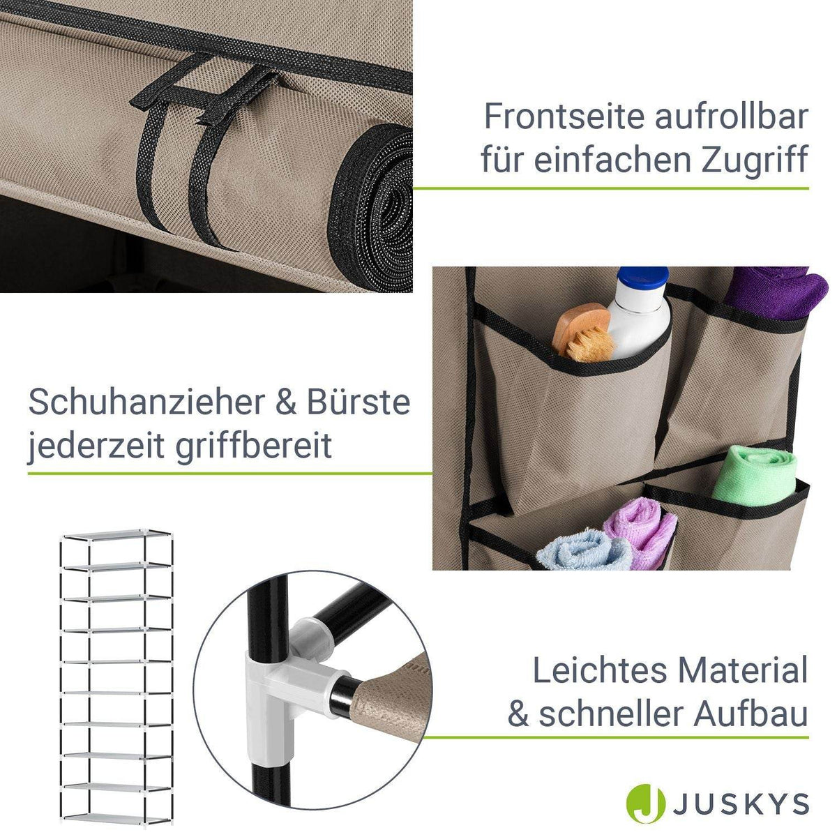 Schuhschrank L aus Stoff 9 Ebenen Hellbraun - Palo24