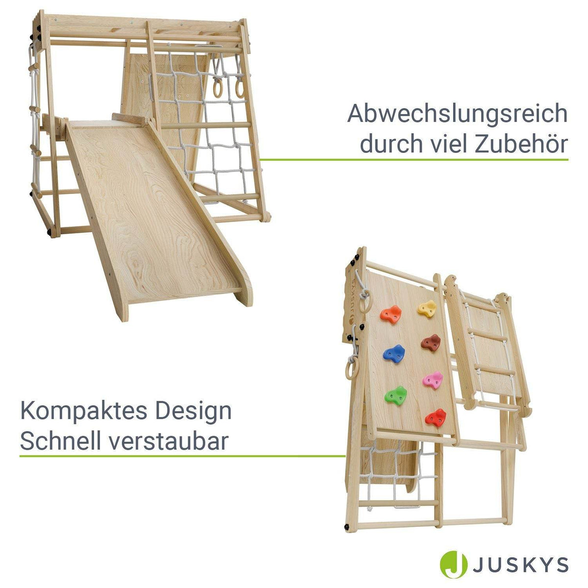 Mini Klettergerüst für Kinder mit Rutsche - Natur - Palo24