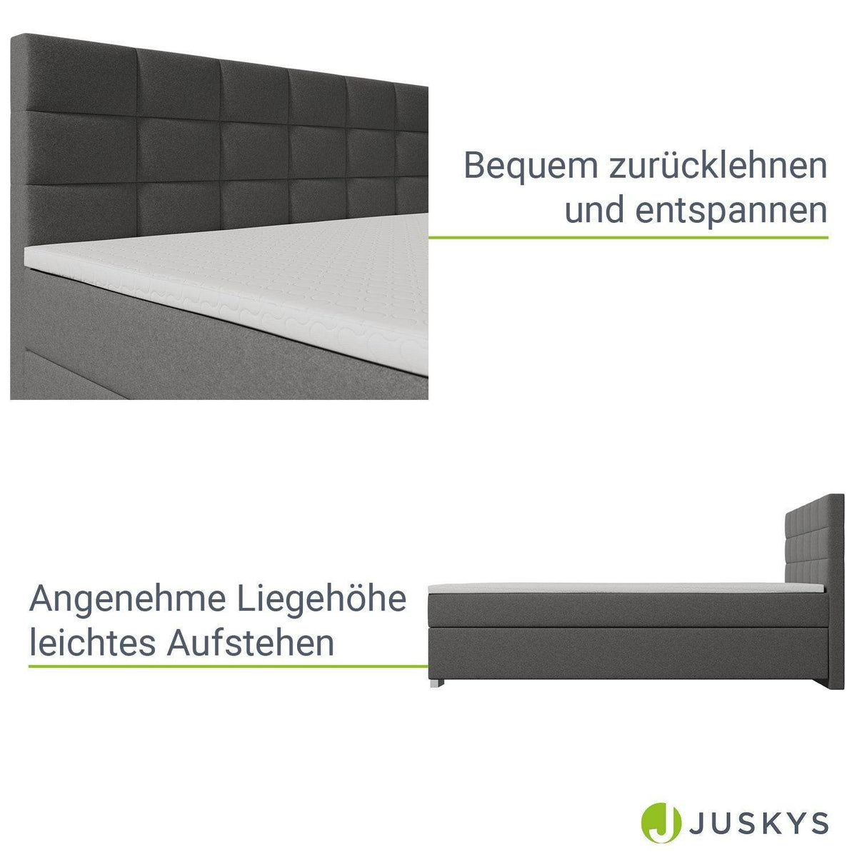 Boxspringbett Seattle 180x200 cm - Hellgrau - Palo24