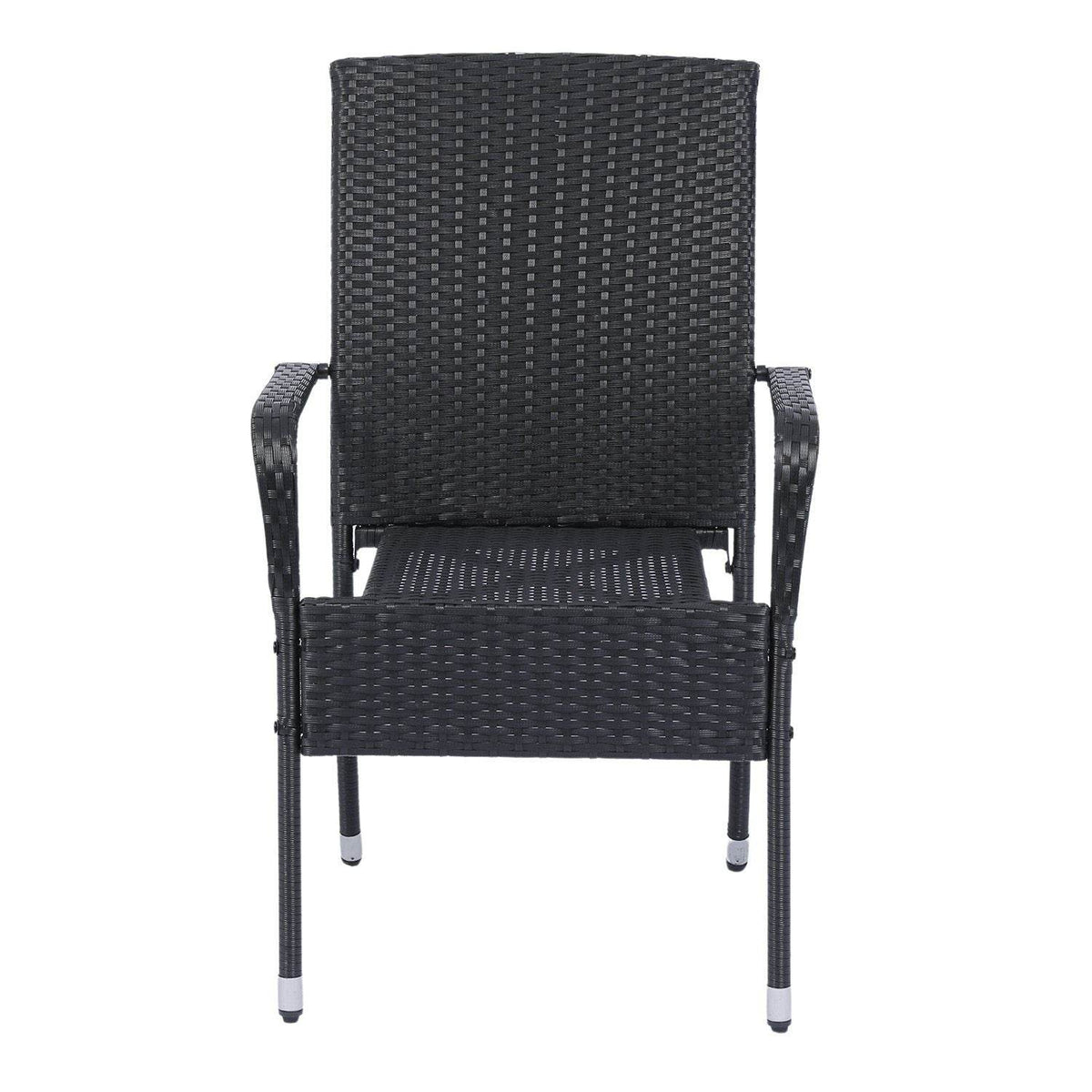 Polyrattan Gartenstühle Yoro 4er Set Schwarz - Palo24