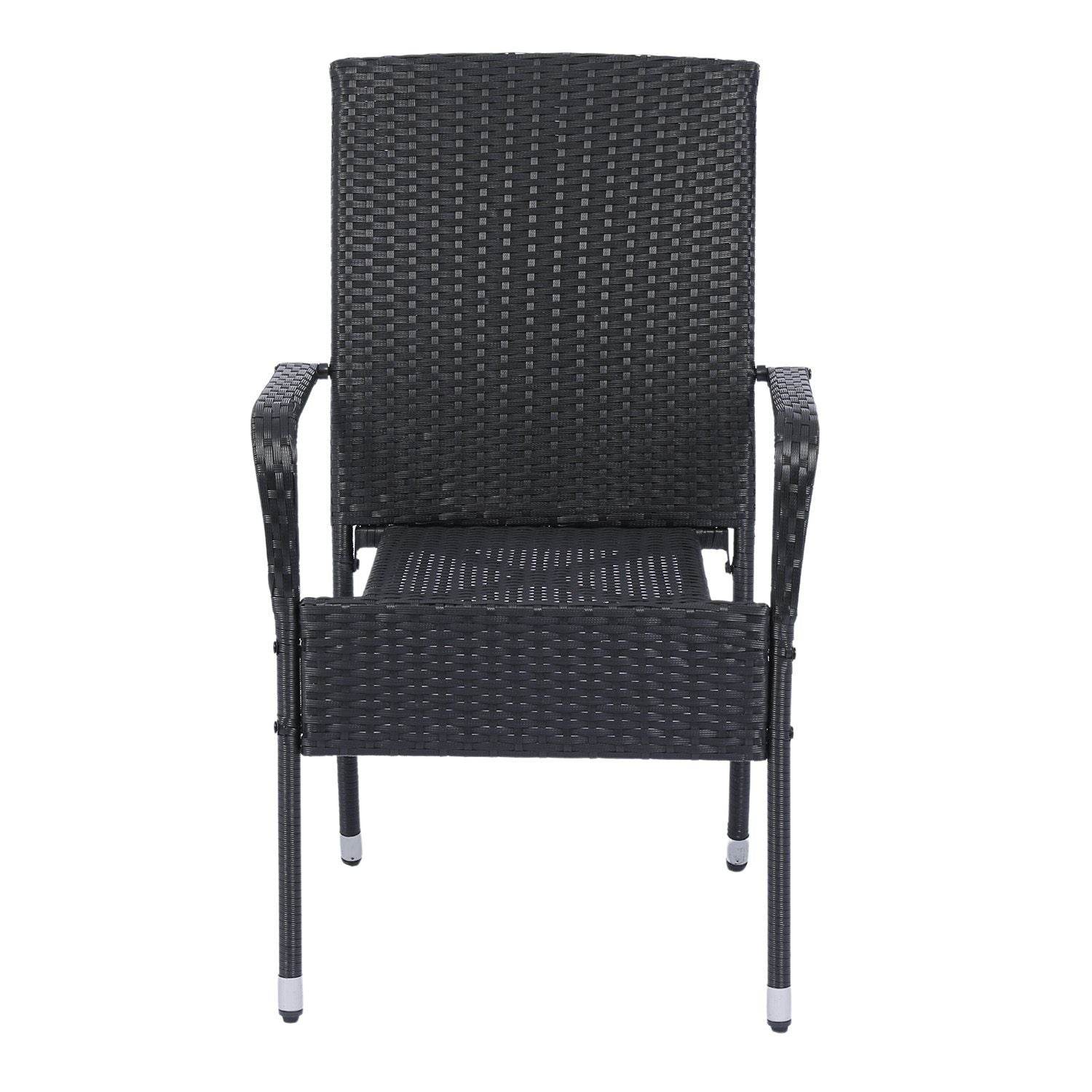 Polyrattan Gartenstühle Yoro 4er Set Schwarz - Palo24