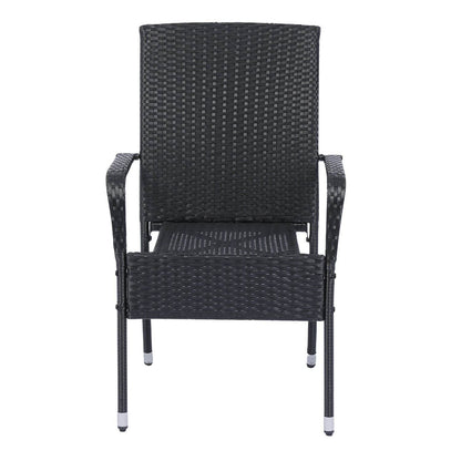 Polyrattan Gartenstühle Yoro 4er Set Schwarz - Palo24
