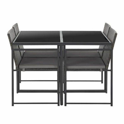 Polyrattan Sitzgruppe Bahamas M in Grau Industrial Design - Palo24
