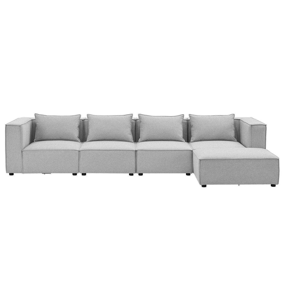 Modulares Sofa Domas XL - 4 Sitzer & Kissen - Stoff Hellgrau - Palo24