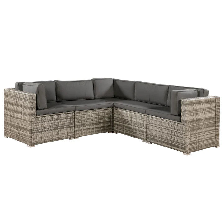Polyrattan Lounge Sitzgruppe Nassau beige-grau mit Bezügen in Dunkelgrau