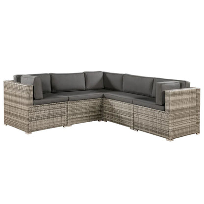 Polyrattan Lounge Sitzgruppe Nassau beige-grau mit Bezügen in Dunkelgrau