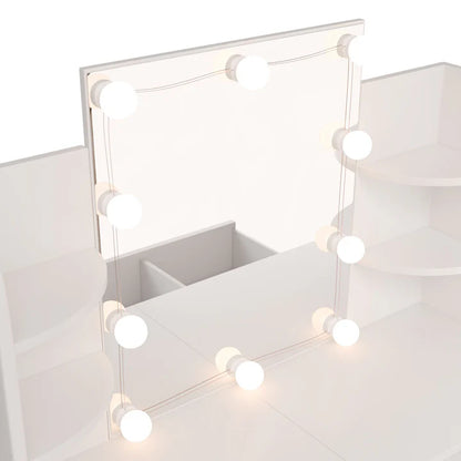 Toletta Bella con illuminazione a LED, specchio, cassetto e scomparti | bianco