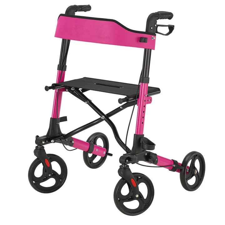 Rollator in alluminio Vital pieghevole con seduta e borsa per la spesa in viola