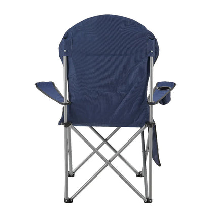 Chaise de camping Lido bleue, chaise pliante rembourrée avec porte-gobelet et sac